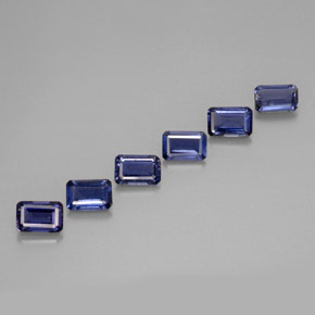 캐럿 천연 바이올렛 블루 아이올라이트 보석, 에메랄드 컷, 5.9×4 mm, VS