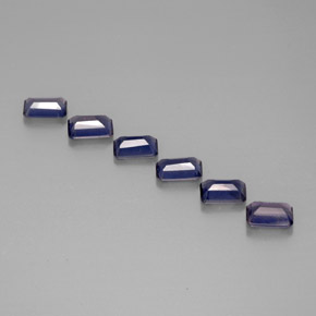 캐럿 천연 바이올렛 블루 아이올라이트 보석, 에메랄드 컷, 5.9×4 mm, VS