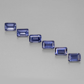 캐럿 천연 바이올렛 블루 아이올라이트 보석, 에메랄드 컷, 5.9×4 mm, VS