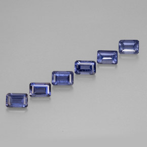 캐럿 천연 바이올렛 블루 아이올라이트 보석, 에메랄드 컷, 5.9×4 mm, VS