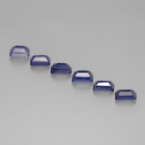 캐럿 천연 바이올렛 블루 아이올라이트 보석, 에메랄드 컷, 5.9×4 mm, VS