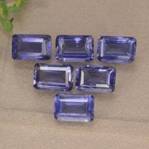 3.13캐럿 천연 바이올렛 블루 아이올라이트 보석, 에메랄드 컷, 6×4 mm, VS
