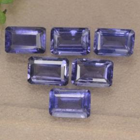 3.13캐럿 천연 바이올렛 블루 아이올라이트 보석, 에메랄드 컷, 6×4 mm, VS