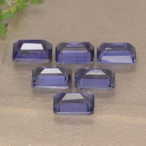 3.13캐럿 천연 바이올렛 블루 아이올라이트 보석, 에메랄드 컷, 6×4 mm, VS