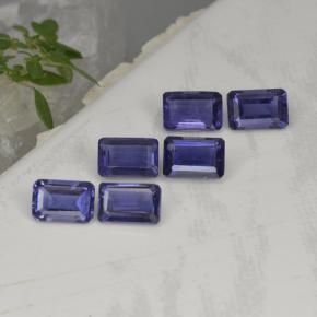 3.20캐럿 천연 바이올렛 블루 아이올라이트 보석, 에메랄드 컷, 6×4 mm, VS