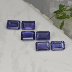 3.20캐럿 천연 바이올렛 블루 아이올라이트 보석, 에메랄드 컷, 6×4 mm, VS