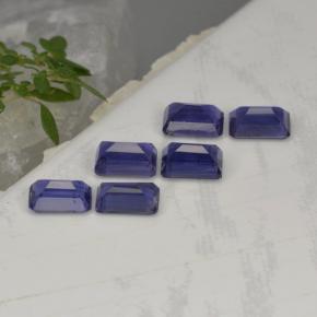 3.20캐럿 천연 바이올렛 블루 아이올라이트 보석, 에메랄드 컷, 6×4 mm, VS