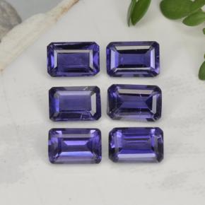 2.97캐럿 천연 바이올렛 블루 아이올라이트 보석, 에메랄드 컷, 5.8×4 mm, VS