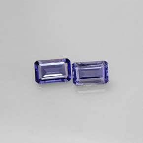 캐럿 천연 바이올렛 블루 아이올라이트 보석, 에메랄드 컷, 6×4 mm, VS