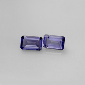 캐럿 천연 바이올렛 블루 아이올라이트 보석, 에메랄드 컷, 6×4 mm, VS