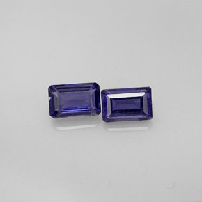 캐럿 천연 바이올렛 블루 아이올라이트 보석, 에메랄드 컷, 5.9×3.9 mm, VS