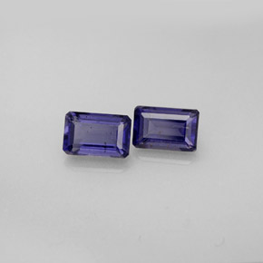 캐럿 천연 바이올렛 블루 아이올라이트 보석, 에메랄드 컷, 5.9×3.9 mm, VS