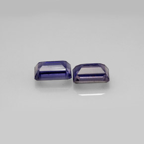 캐럿 천연 바이올렛 블루 아이올라이트 보석, 에메랄드 컷, 5.9×3.9 mm, VS