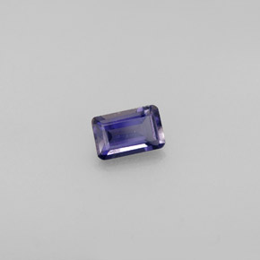 0.50캐럿 천연 바이올렛 블루 아이올라이트, 에메랄드 컷, 6.1×3.9 mm, VS