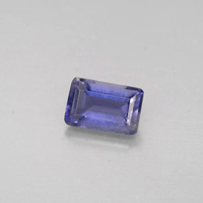 0.49캐럿 천연 바이올렛 블루 아이올라이트, 에메랄드 컷, 5.9×3.9 mm, VS