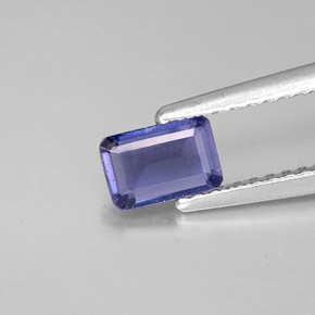 0.36캐럿 천연 바이올렛 블루 아이올라이트, 에메랄드 컷, 5.8×3.9 mm, VS