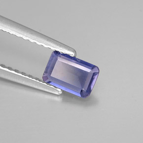 0.36캐럿 천연 바이올렛 블루 아이올라이트, 에메랄드 컷, 5.8×3.9 mm, VS