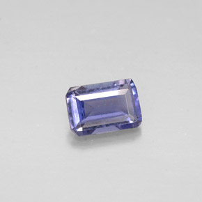 0.46캐럿 천연 바이올렛 블루 아이올라이트, 에메랄드 컷, 5.8×4 mm, VS