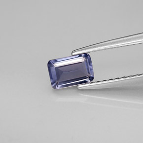 0.45캐럿 천연 바이올렛 블루 아이올라이트, 에메랄드 컷, 5.8×4 mm, VS