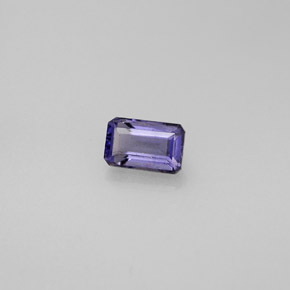 0.52캐럿 천연 바이올렛 블루 아이올라이트, 에메랄드 컷, 5.8×3.8 mm, VS
