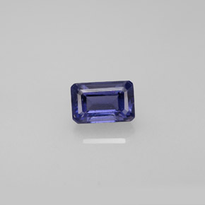 0.57캐럿 천연 바이올렛 블루 아이올라이트, 에메랄드 컷, 6×3.9 mm, VS