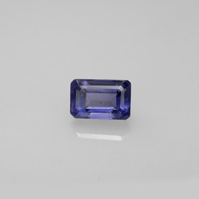 0.57캐럿 천연 바이올렛 블루 아이올라이트, 에메랄드 컷, 6×3.9 mm, VS