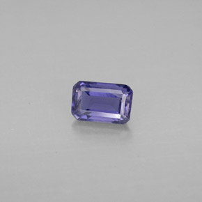 0.47캐럿 천연 바이올렛 블루 아이올라이트, 에메랄드 컷, 5.9×3.9 mm, VS