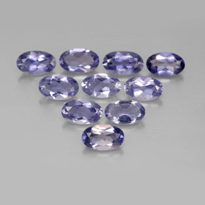 캐럿 천연 바이올렛 블루 아이올라이트 보석, 타원형 컷, 4.9×3.1 mm, VS