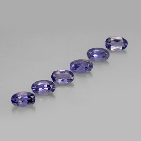 캐럿 천연 바이올렛 블루 아이올라이트 보석, 타원형 컷, 5.1×3.2 mm, VS