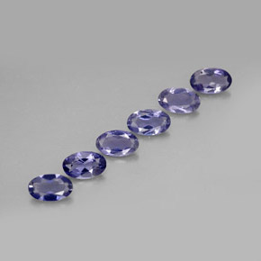캐럿 천연 바이올렛 블루 아이올라이트 보석, 타원형 컷, 5.1×3.1 mm, VS