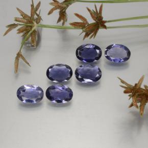 캐럿 천연 바이올렛 블루 아이올라이트 보석, 타원형 컷, 6.9×4.9 mm, VS