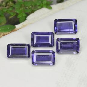 2.52캐럿 천연 바이올렛 블루 아이올라이트 보석, 에메랄드 컷, 5.9×3.9 mm, VS