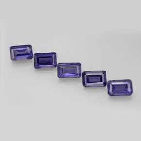 캐럿 천연 바이올렛 블루 아이올라이트 보석, 에메랄드 컷, 6×4 mm, VS
