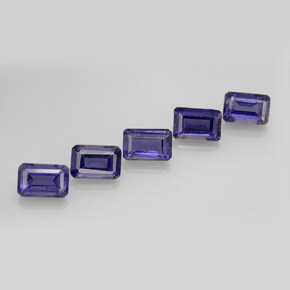 캐럿 천연 바이올렛 블루 아이올라이트 보석, 에메랄드 컷, 6×4 mm, VS