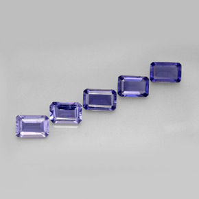 캐럿 천연 바이올렛 블루 아이올라이트 보석, 에메랄드 컷, 5.8×3.9 mm, VS