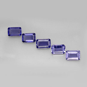 캐럿 천연 바이올렛 블루 아이올라이트 보석, 에메랄드 컷, 5.8×3.9 mm, VS