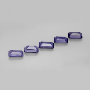 캐럿 천연 바이올렛 블루 아이올라이트 보석, 에메랄드 컷, 5.8×3.9 mm, VS