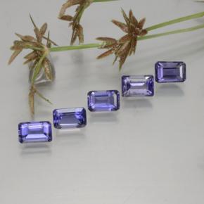 2.66캐럿 천연 바이올렛 블루 아이올라이트 보석, 에메랄드 컷, 6.1×3.9 mm, VS