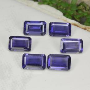 2.68캐럿 천연 바이올렛 블루 아이올라이트 보석, 에메랄드 컷, 5.9×3.9 mm, VS