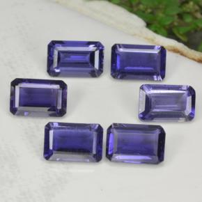 2.68캐럿 천연 바이올렛 블루 아이올라이트 보석, 에메랄드 컷, 5.9×3.9 mm, VS