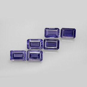 캐럿 천연 바이올렛 블루 아이올라이트 보석, 에메랄드 컷, 6.1×4.1 mm, VS
