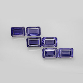 캐럿 천연 바이올렛 블루 아이올라이트 보석, 에메랄드 컷, 6.1×4.1 mm, VS