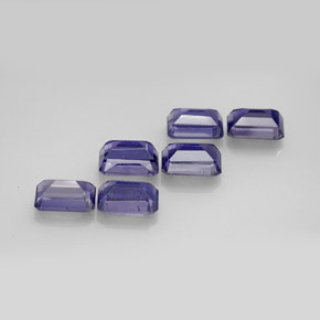 캐럿 천연 바이올렛 블루 아이올라이트 보석, 에메랄드 컷, 6.1×4.1 mm, VS