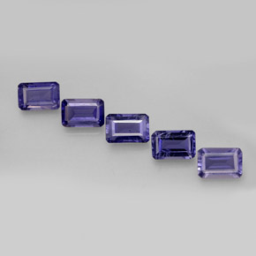 캐럿 천연 바이올렛 블루 아이올라이트 보석, 에메랄드 컷, 6×4.1 mm, VS