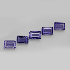 캐럿 천연 바이올렛 블루 아이올라이트 보석, 에메랄드 컷, 6×4.1 mm, VS