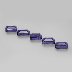 캐럿 천연 바이올렛 블루 아이올라이트 보석, 에메랄드 컷, 6×4.1 mm, VS