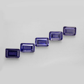 캐럿 천연 바이올렛 블루 아이올라이트 보석, 에메랄드 컷, 5.9×4 mm, VS