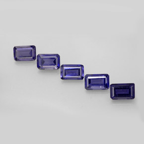캐럿 천연 바이올렛 블루 아이올라이트 보석, 에메랄드 컷, 5.9×4 mm, VS