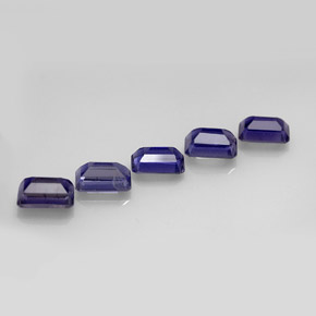 캐럿 천연 바이올렛 블루 아이올라이트 보석, 에메랄드 컷, 5.9×4 mm, VS