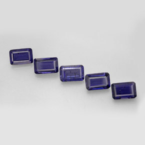 캐럿 천연 바이올렛 블루 아이올라이트 보석, 에메랄드 컷, 6.1×4 mm, VS
